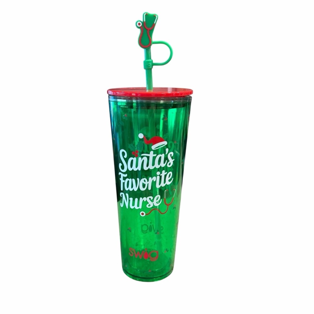 Green SWIG 24 oz Santa's Favorite Nurse Tumbler